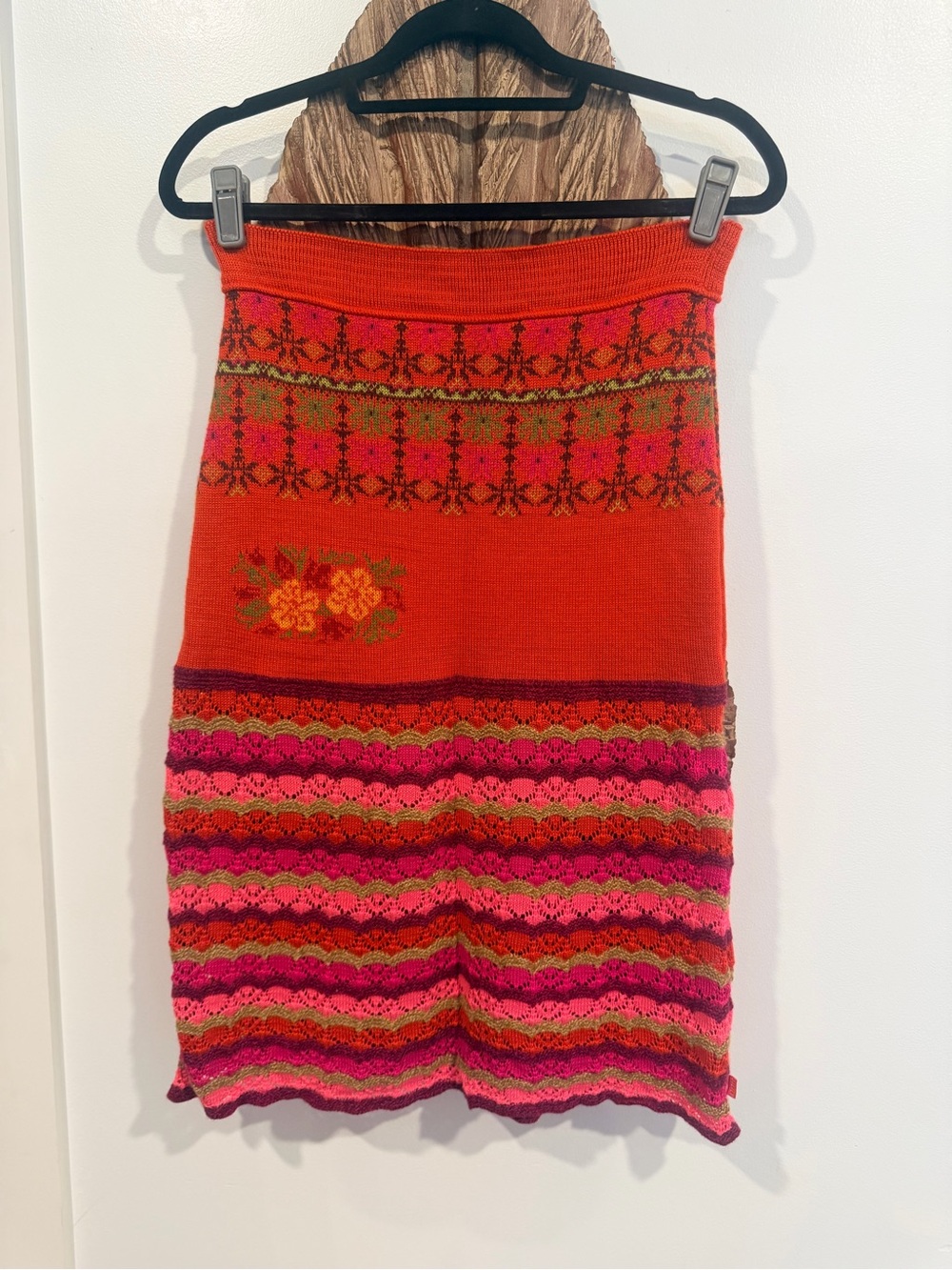 Oilily Floral Knit Midi Skirt Size Medium Made In Italy